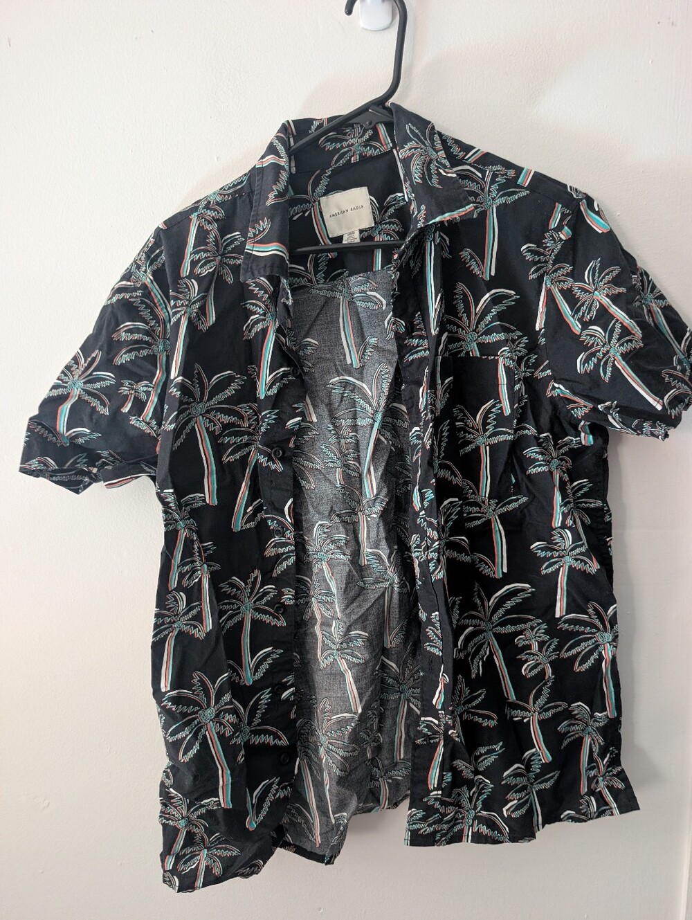 American Eagle Mens Palm Tree Button Up Shirt Size M